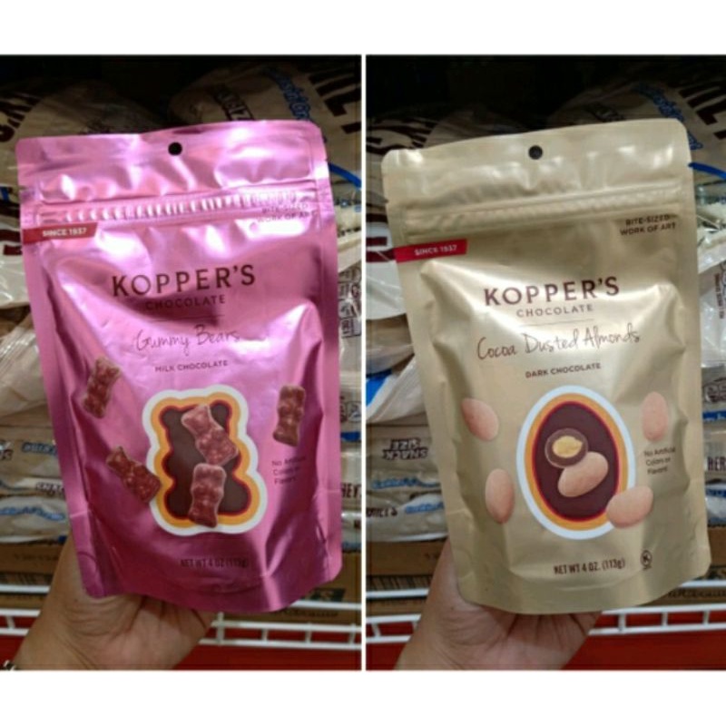 Kopper's Gummy Bears Milk Chocolate & Cocoa Dusted Almonds Dark