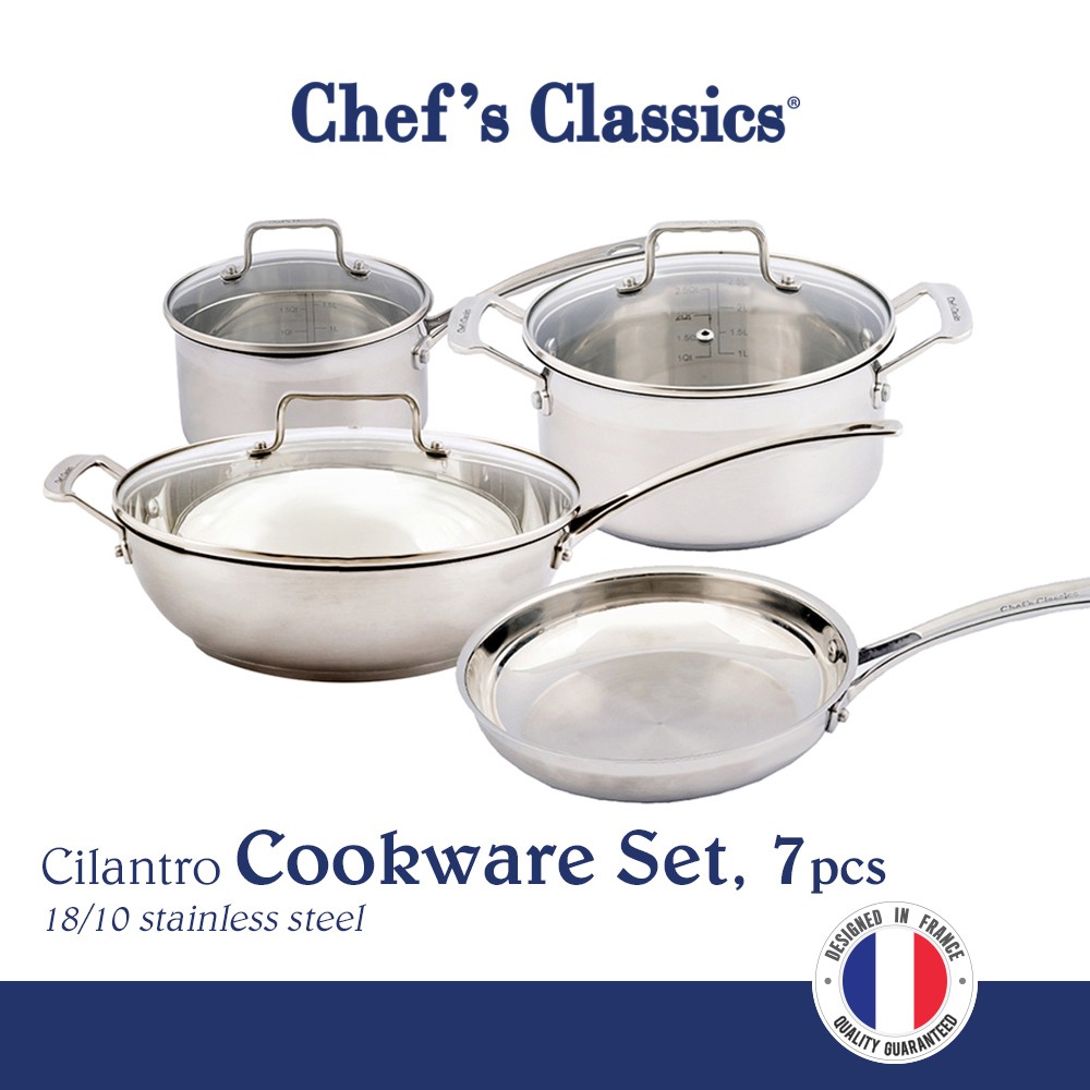 Chef's Classics Cilantro Stainless Steel Cookware Set, 7pcs Shopee