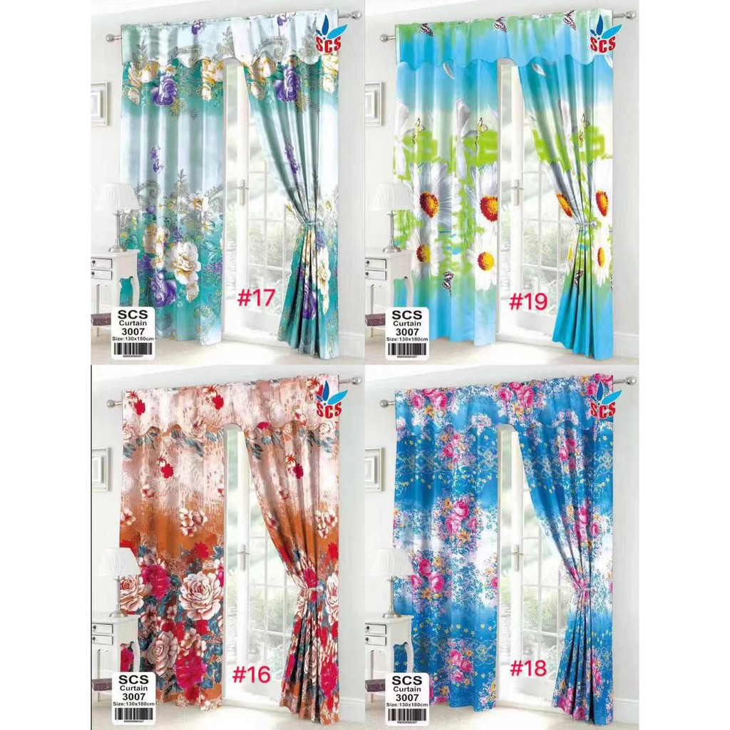 Cod Scs 3007 Curtain No Ring 1pcs Size 130 180cm Shopee