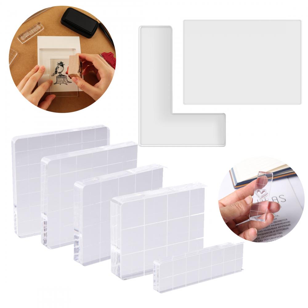 7 piece Set Small Clear Acrylic Stamp Positioner Kit and 5 Clear