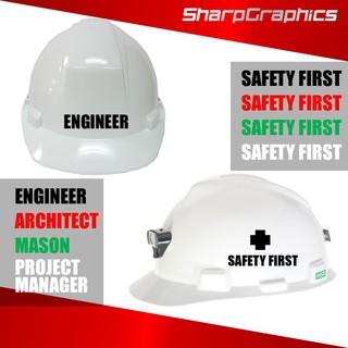 Sticker for Hard Hat SAFETY FIRST ENGINEER ARCHITECT MASON INSPECTOR PROJECT MANAGER Sticker Decal