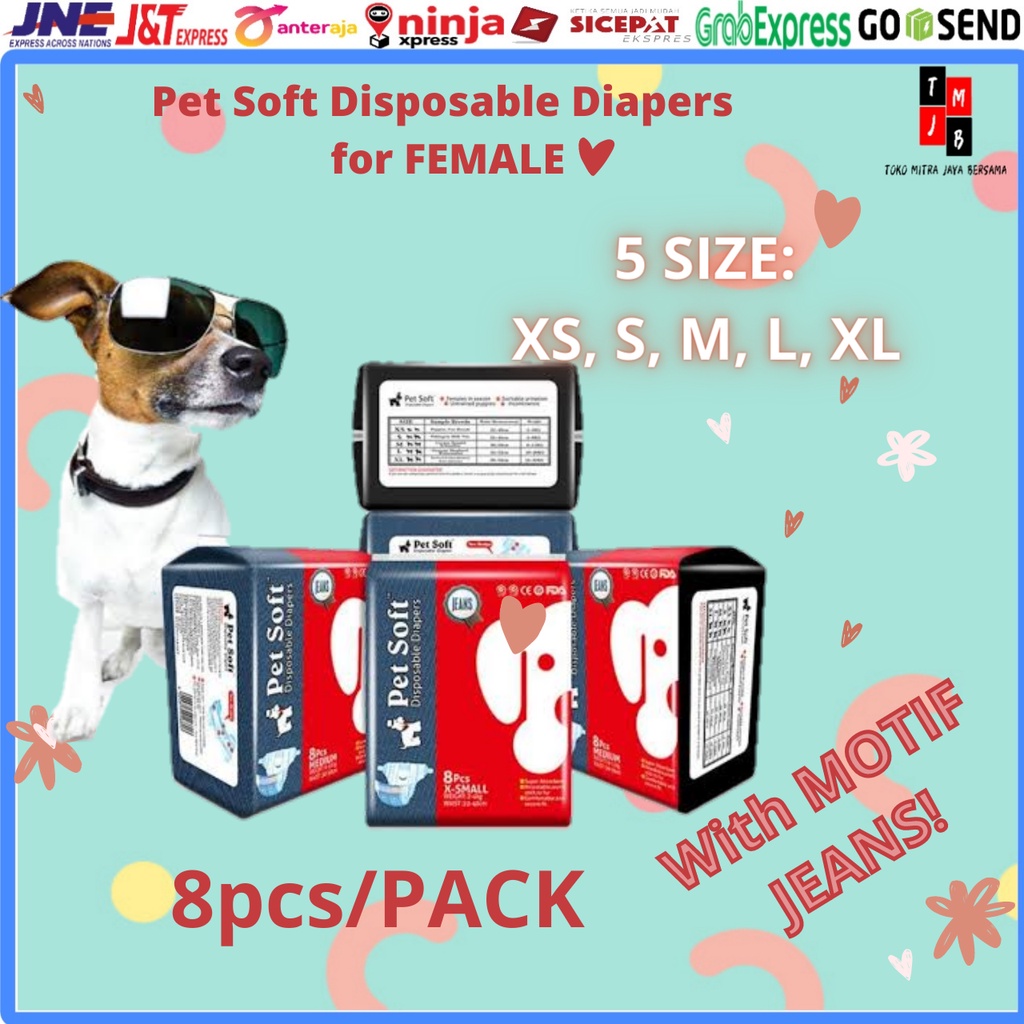 Dog DISPOSABLE Dog FEMALE PET SOFT DISPOSABLE DIAPERS BETINA XXS XS S M