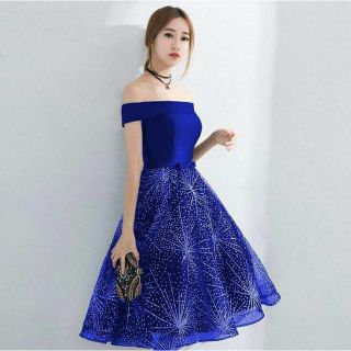 blue cocktail gown