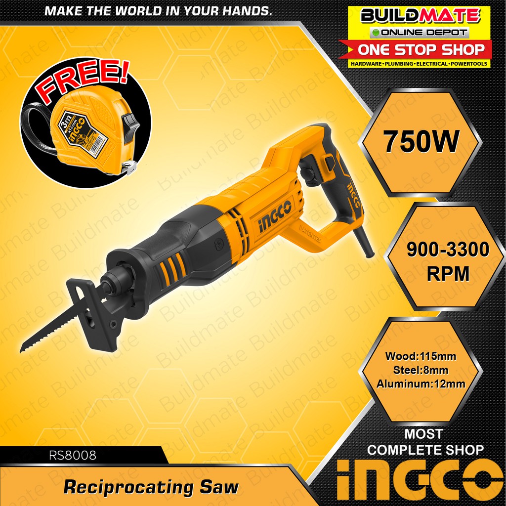 INGCO Reciprocating Saw 750W RS8008 +FREE TAPEMEASURE •BUILDMATE• IPT ...