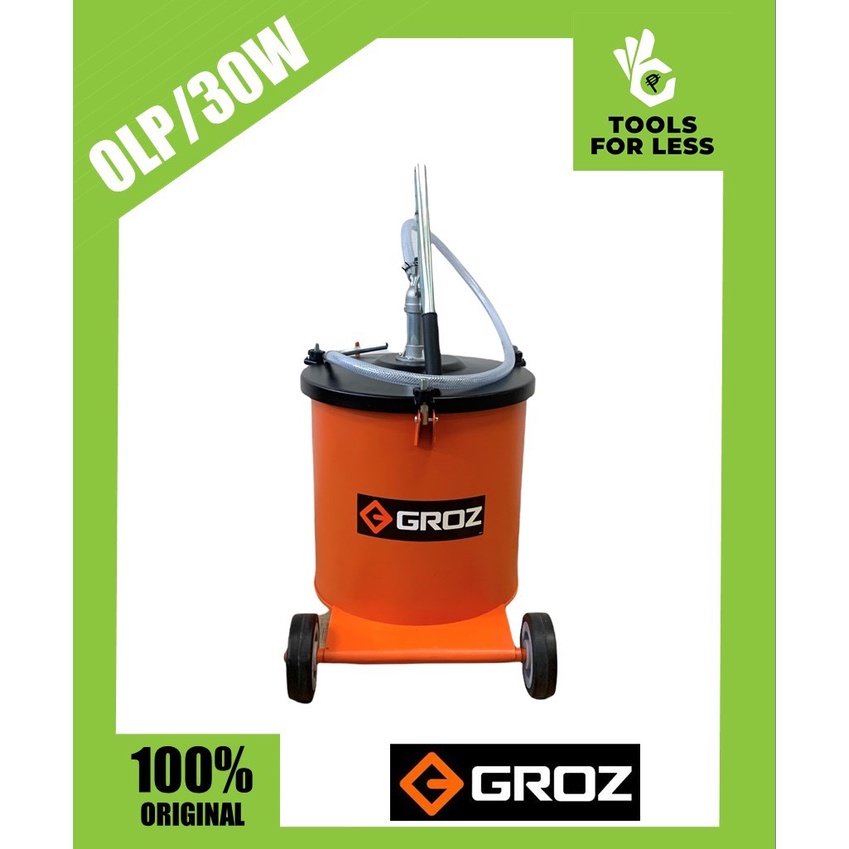 Groz Oil Lube Dispenser 30 Liters Capacity with Wheels Model OLP/30W