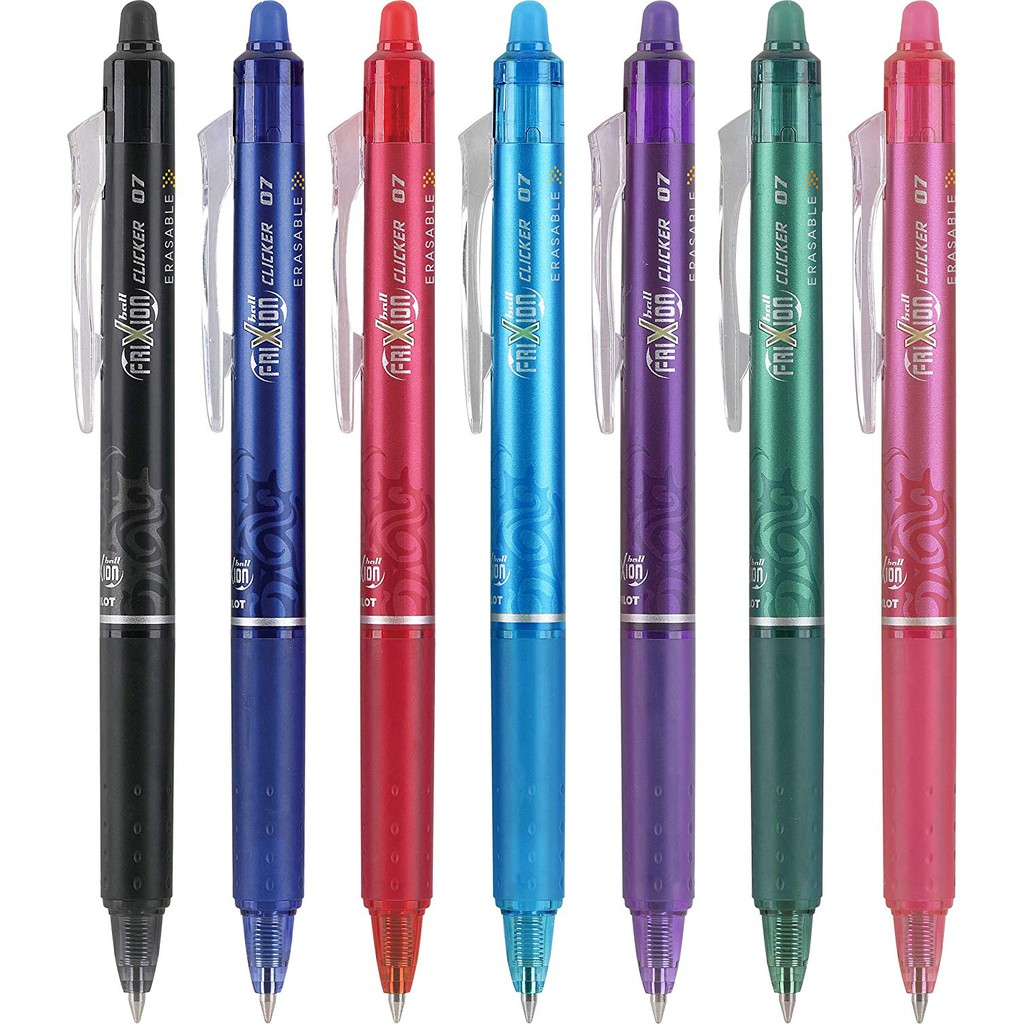 7-Pack Pouch Assorted Color Inks Fine Point 31472 Refillable & Retractable Gel Ink Pens Pilot FriXion Clicker Erasable 
