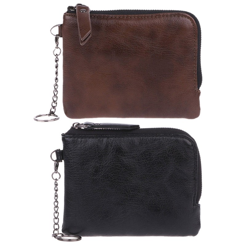 leather coin purse with keyring