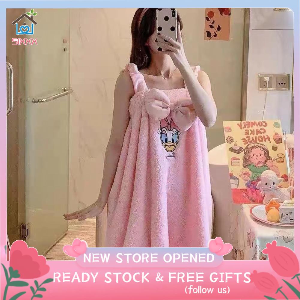 Sixxx Women Bath Wrap Dress Wearable Cute Strong Water Absorption Soft