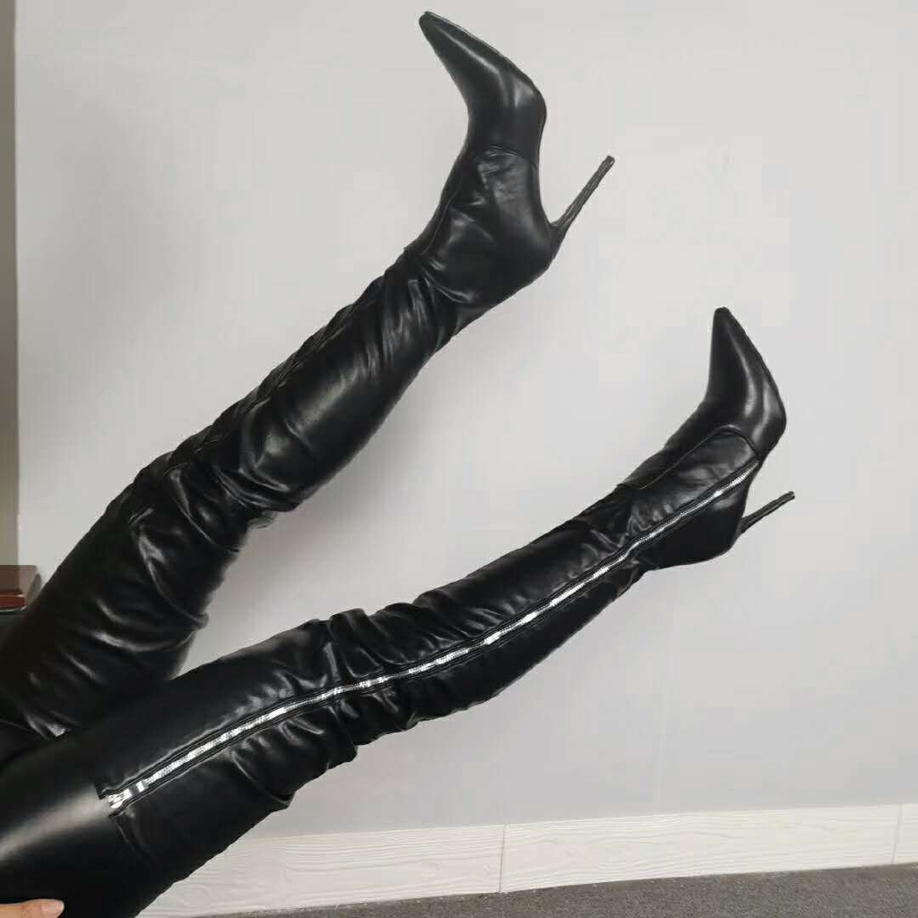 leather over the knee high boots