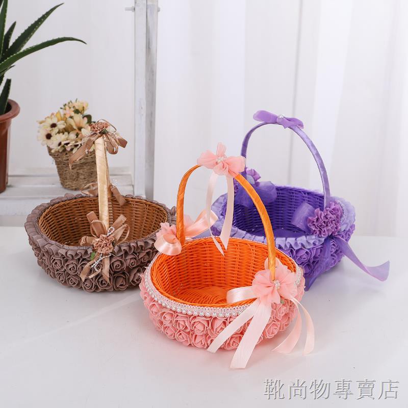 rattan flower girl basket