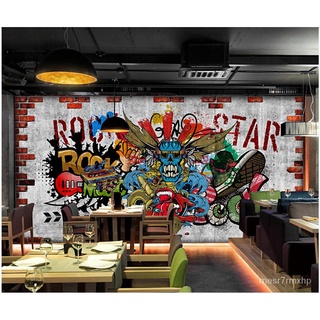 ⋮ Custom photo mural 3d wallpaper Brick Wall Graffiti Rock Hip Hop KTV Music Bar home decor living  #3