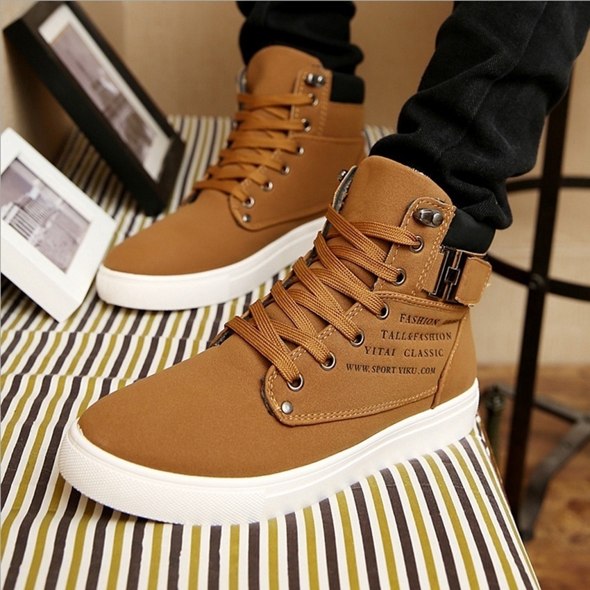 Men High Top Lace Ankle Boots Casual 