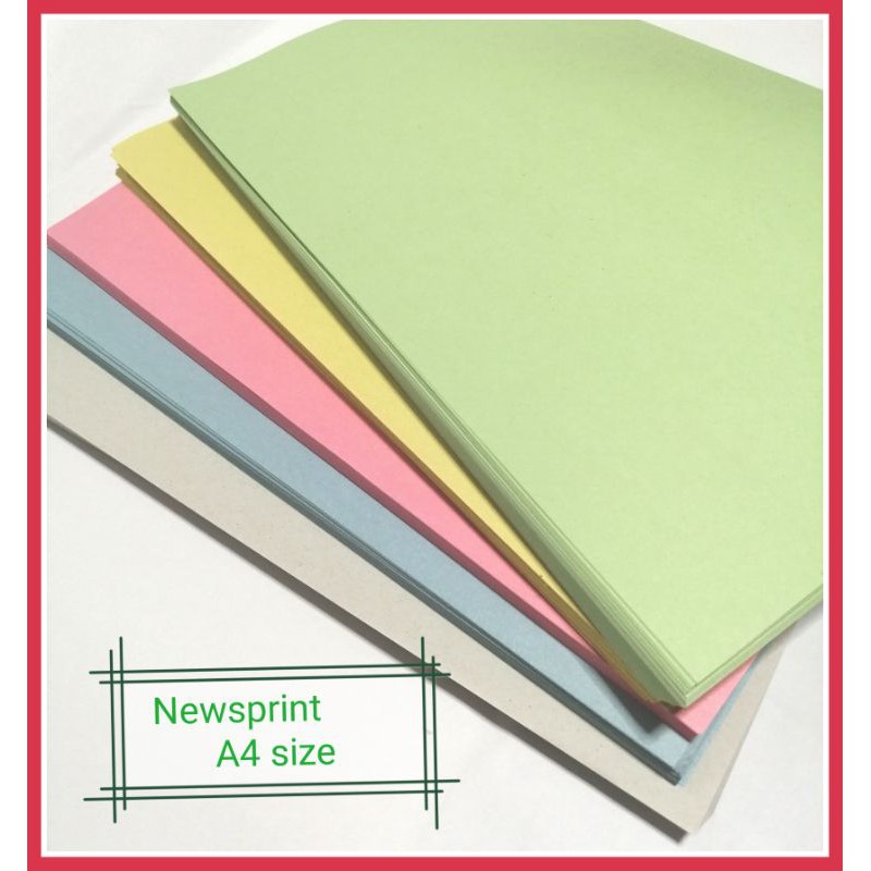 100pcs Plain Colored Newsprint paper A4 size for wrapping and DIY