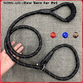 （hot）【Heavy Duty】Pet Dog Thick Leash Adjustable Collar fit Any Size,Nylon Rope Reflective Walking Tr