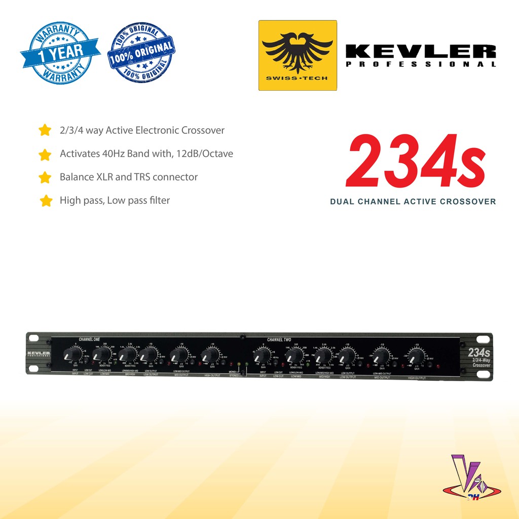 Kevler 234s Dual Channel Active Crossover 2/3/4 way Active Electronic