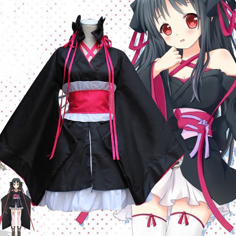 cod anime yaya black kimono unbreakable machine doll cosplay dress girls  costume full set