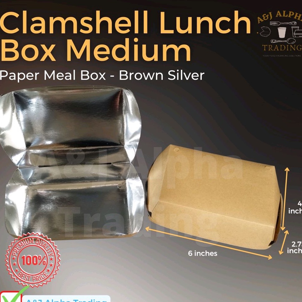 Trigem Clamshell Lunch Box Medium Brown Silver 25pcs Shopee Philippines