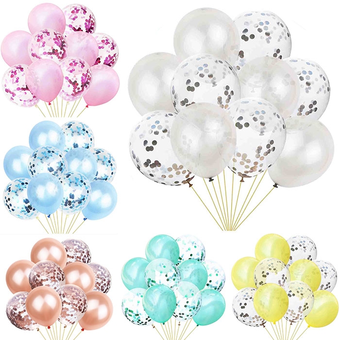 10pcs Confetti Balon and Latex Balon Mixed Amazing Sight for Your Party
