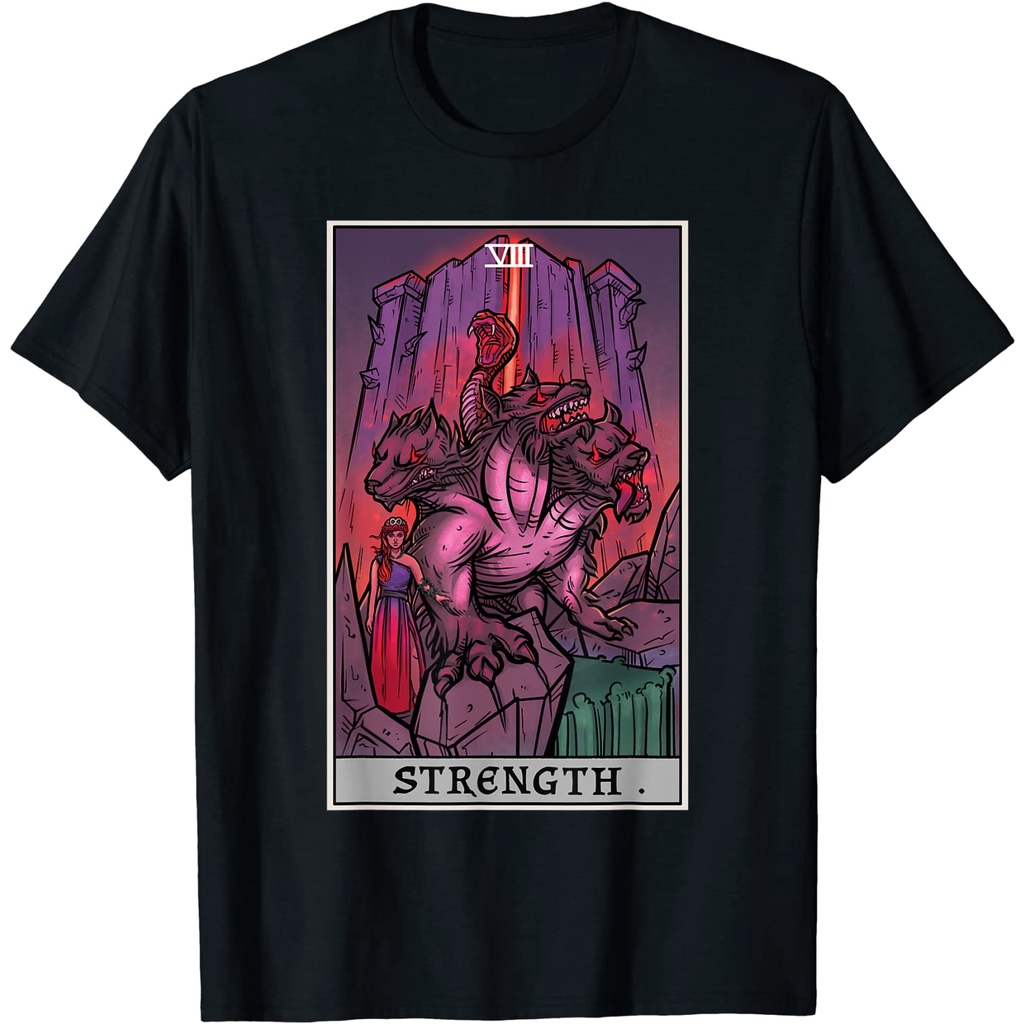 T-shirt Strength Tarot Card Halloween Cerberus Greek Mythology Witch T ...