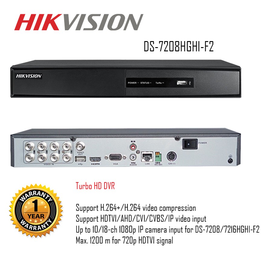 HIKVISION | DS-7208HGHI-F2 | 8 Channel 
