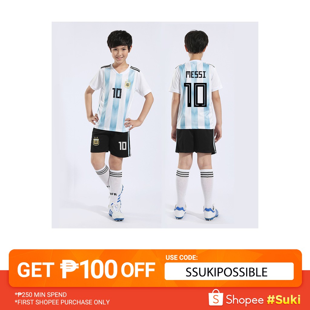 2018 World Cup Argentina No 10 Messi Kids Football Jersey Shopee Philippines - messi argentina shirt roblox