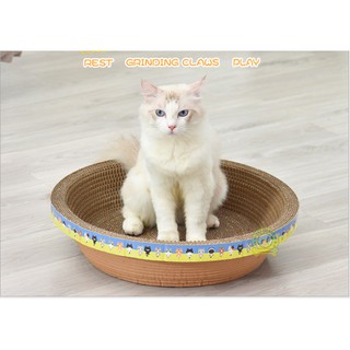 cat corrugate scratcher board toy / cat scratching round plate board bed toy