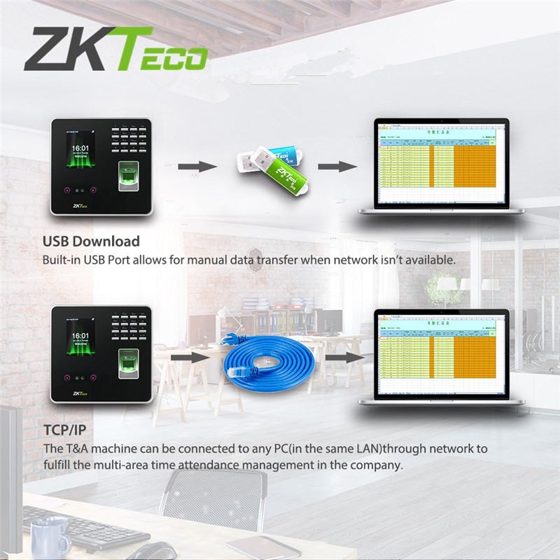 ZKTeco Biometrics Attendance Clock Time Recorder Punch Card Machine