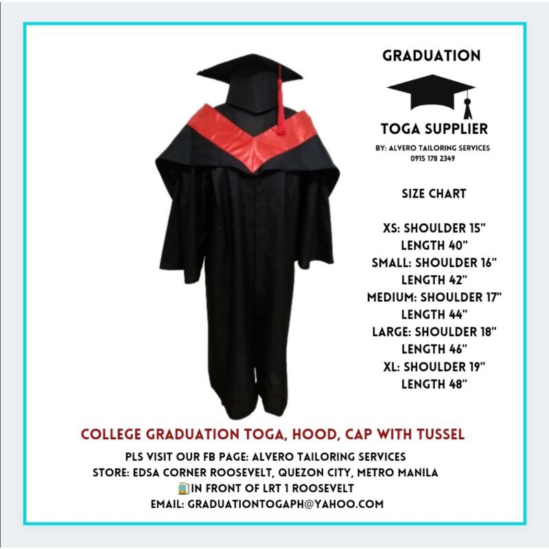 College Graduation Toga Available With Hood Hat And Tussel Shopee 