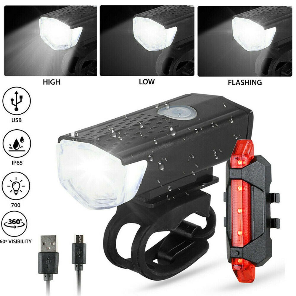 Xpork 4 In 1 Bicycle Light Bright Usb Rechargeable Bicycle Front Light Backlight Group Mobile Phone Holder Super Bright Led Bicycle Front Light And Tail Light Suitable For All Bicycles Black