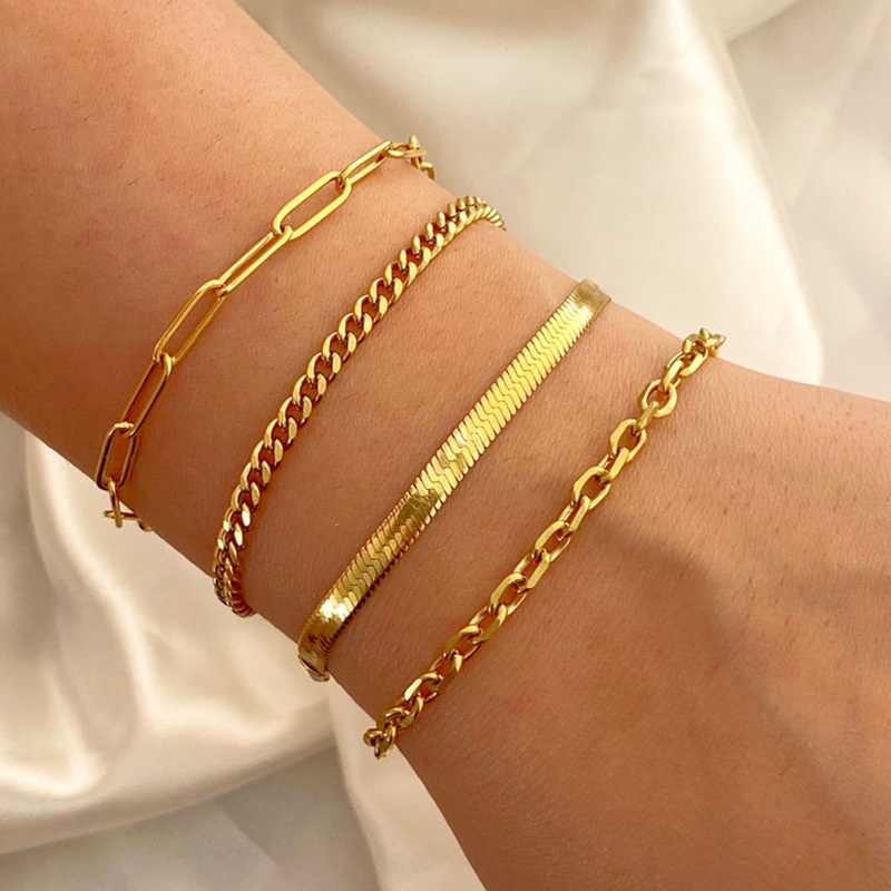 CML】4PCS European and American new bracelet simple flat snake chain hand  bracelet set | Shopee Philippines