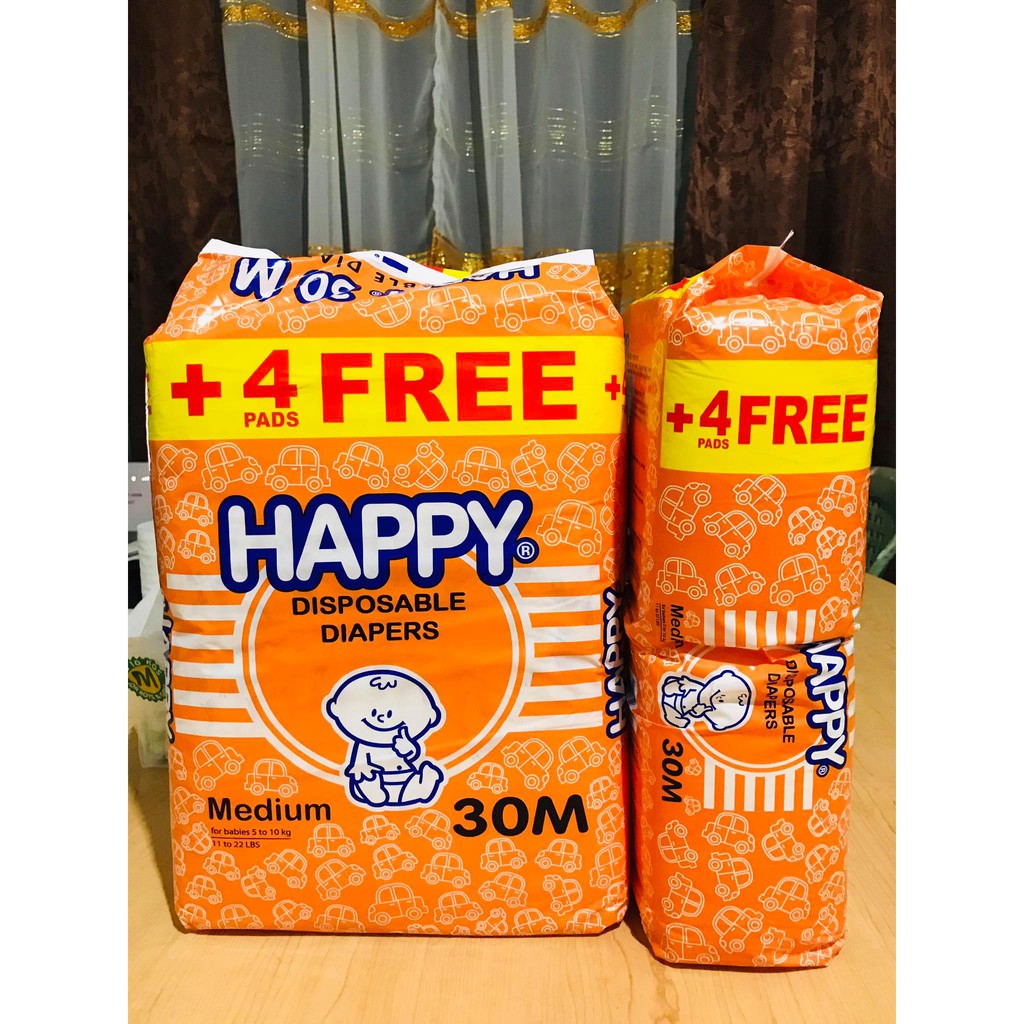 Happy DiapersMedium 30 pcs + 4 pads (regular) Shopee Philippines