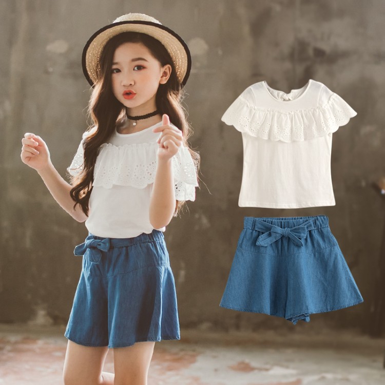 white mini skirt set