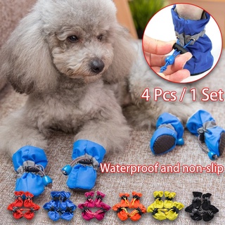 ✕☏┇4 Pcs/Set XXS-XXL Portable Pet Dog Shoes Cover Non-slip Waterproof Dog Boots Shoes Anti Slip Wate