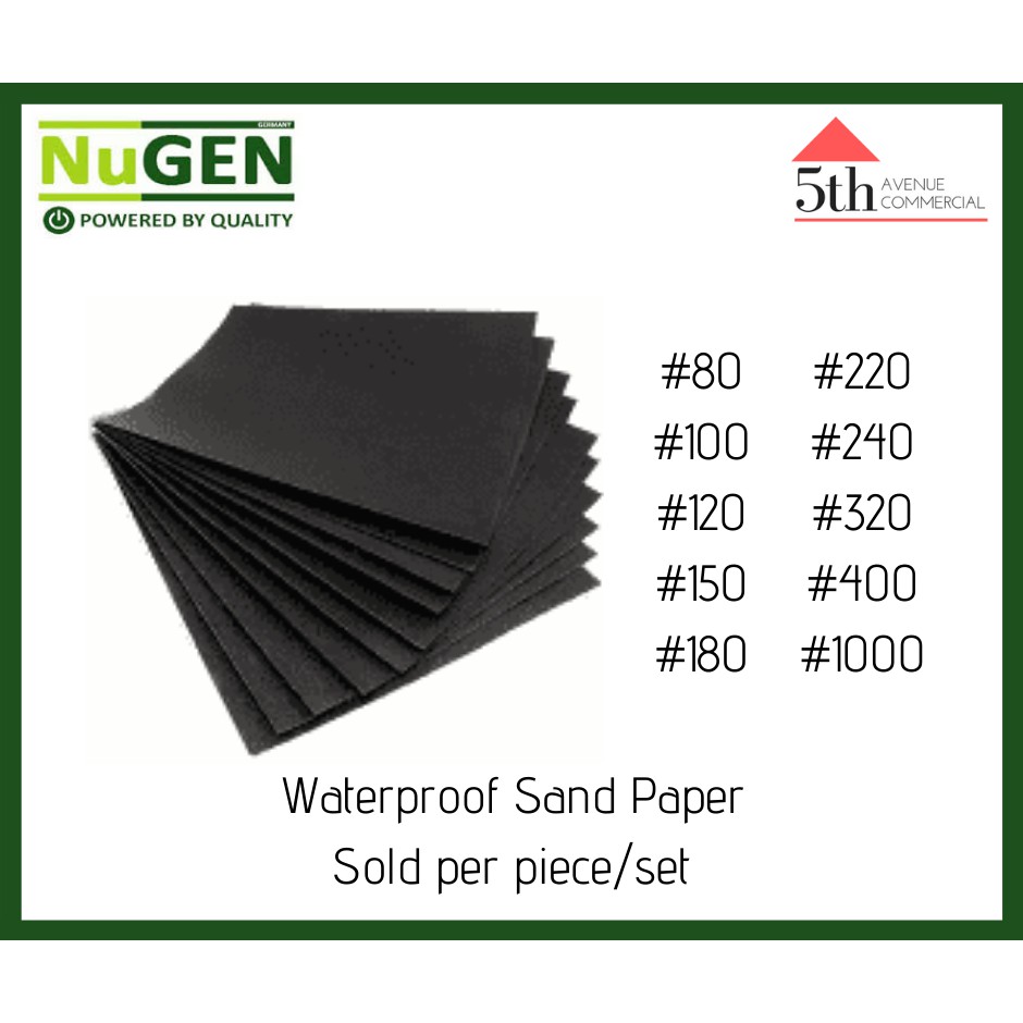 NuGen Waterproof Sandpaper (Grit 60 80 100 120 150 180 220 240 320 400 1000) Shopee