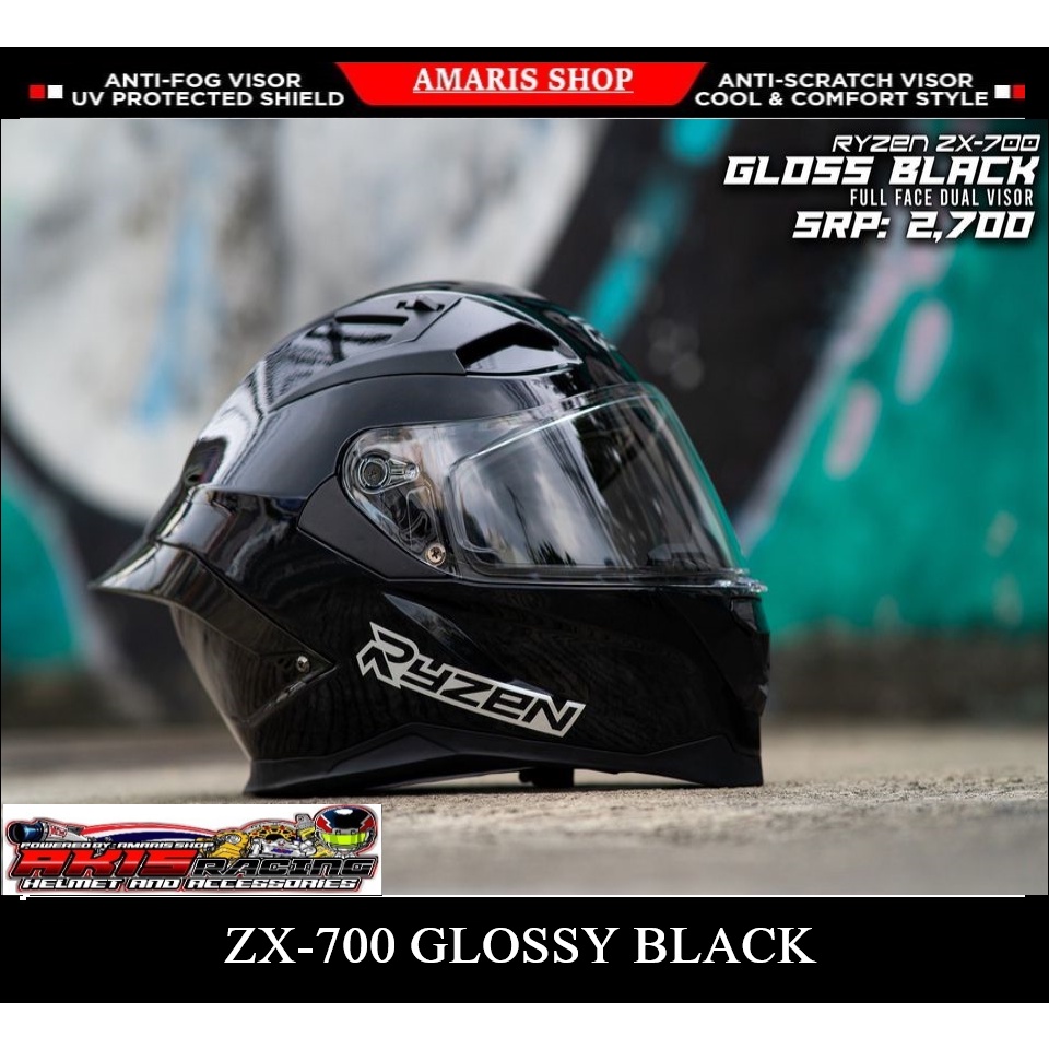 RYZEN ZX700 PLAIN Full Face Dual Visor Helmet Shopee Philippines