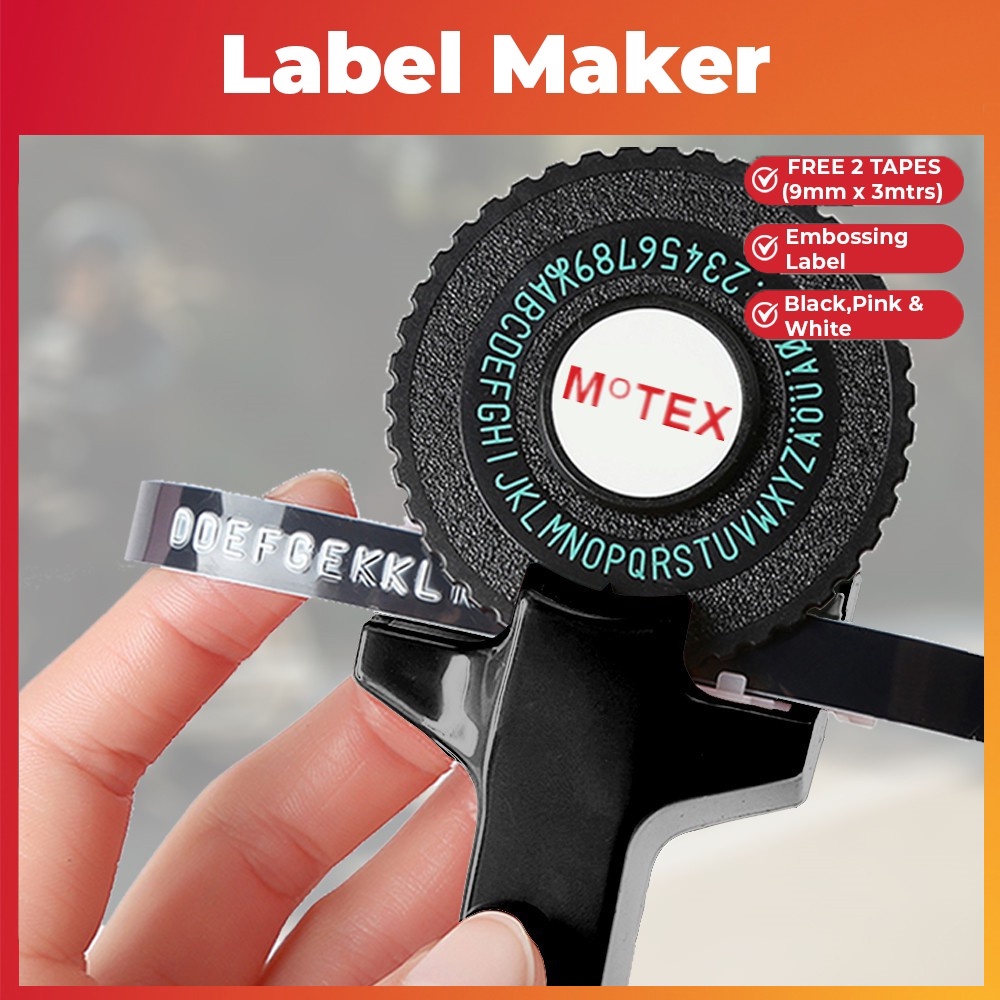 CIDY Label Maker with FREE 2 TAPES (9mm x 3mtrs) Manual Typewriter Tape