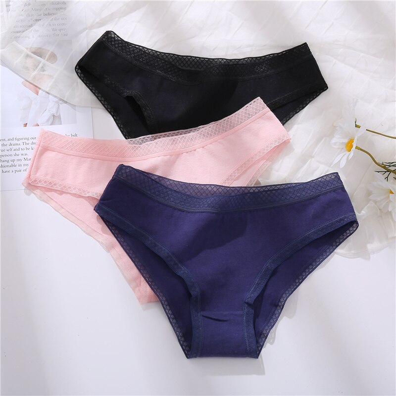 Finetoo 3Pcs/Set Lace Ventilation Female Cotton Briefs Sexy Lady Low ...