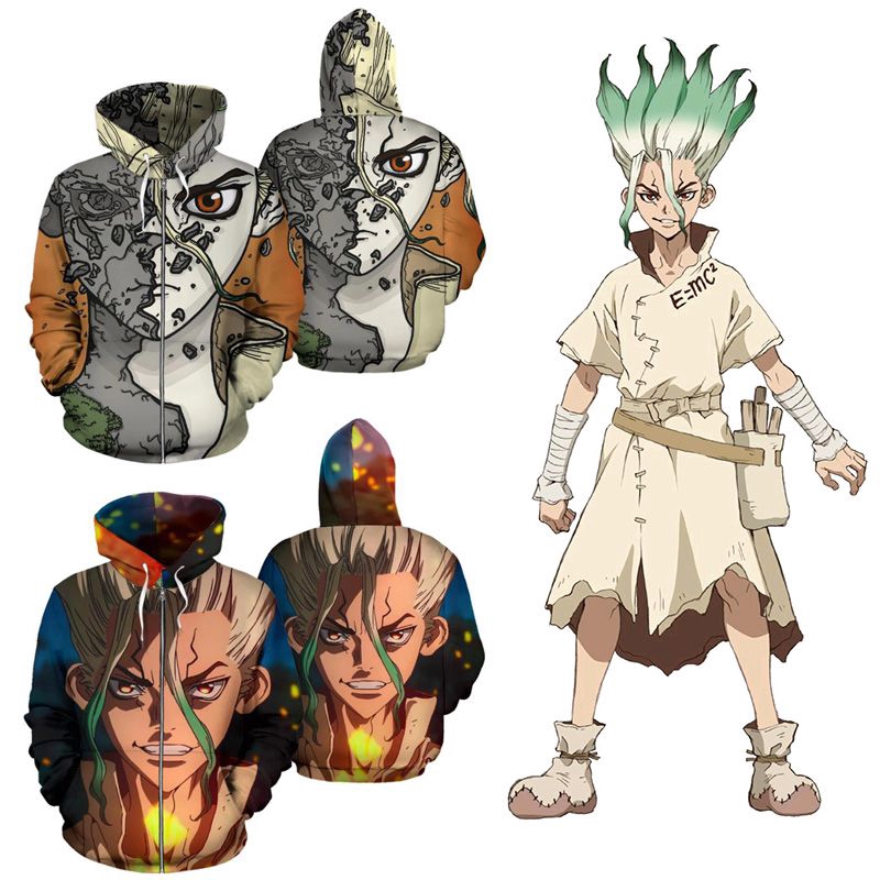 new anime drstone senku ishigami cosplay hoodie jacket