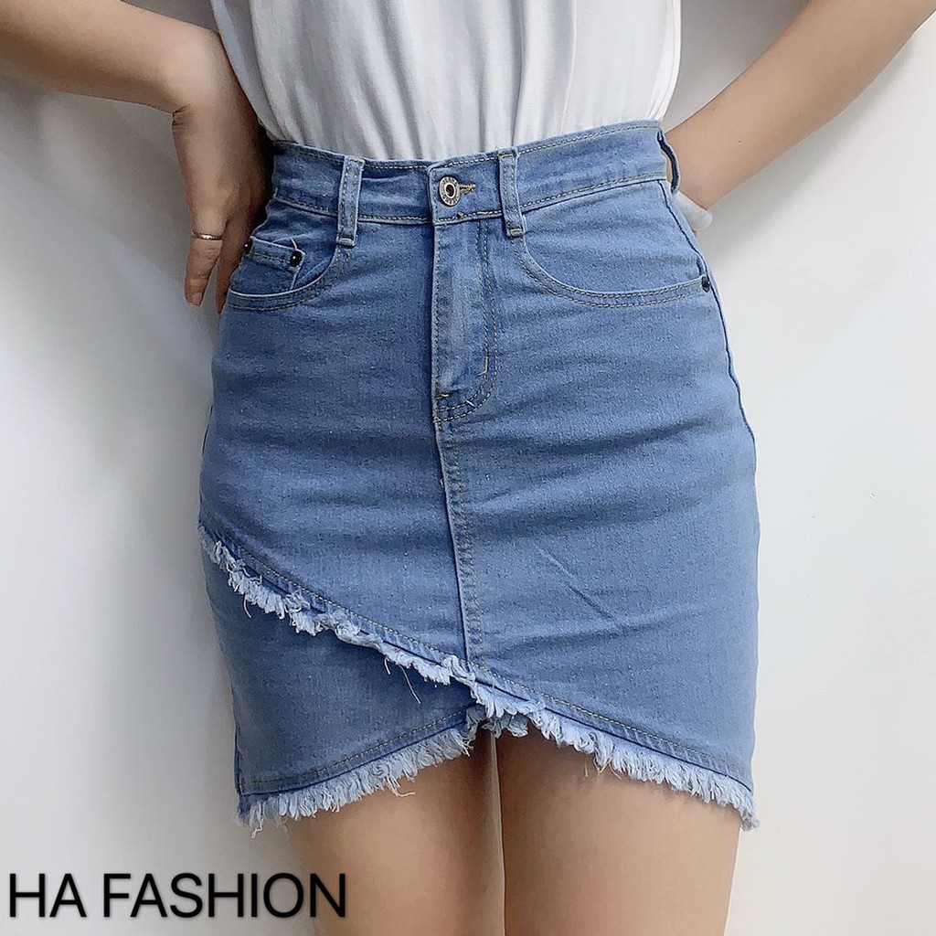 elastic denim skirt