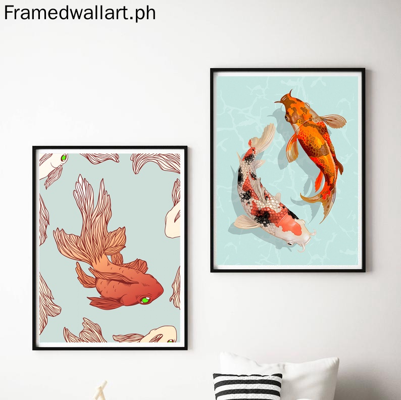 Japanese Koi Fish And Goldfish Canvas Painting Posters and Prints Wall ...