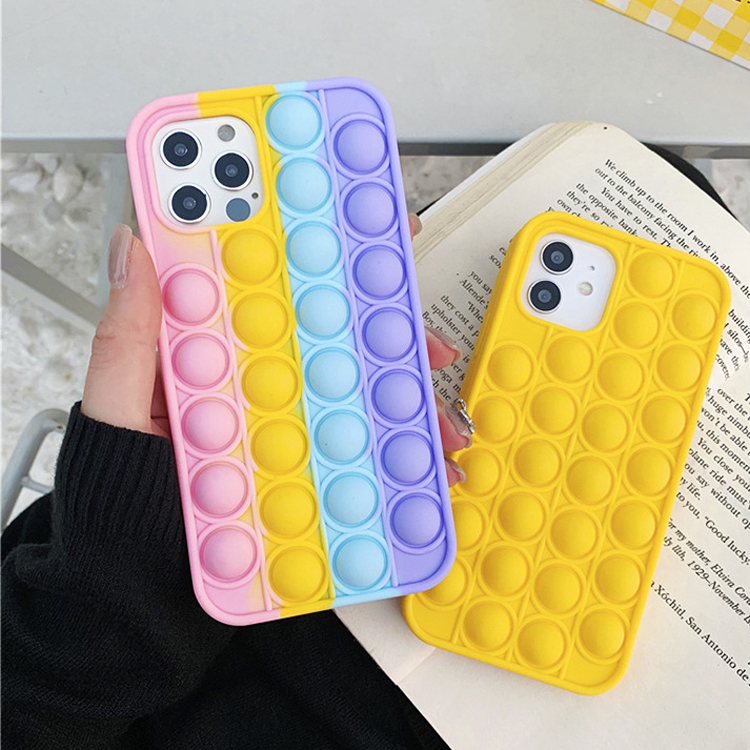 Pop It Phone Case Relieve Stress Fidget Push Silicone for Iphone 6 7 8