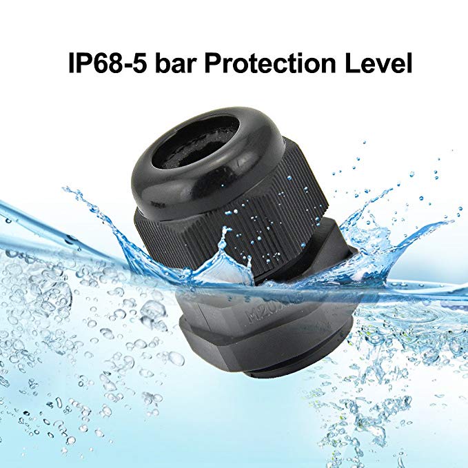 10 PCS High grade Metric Thread Waterproof plastic IP68 nylon Black