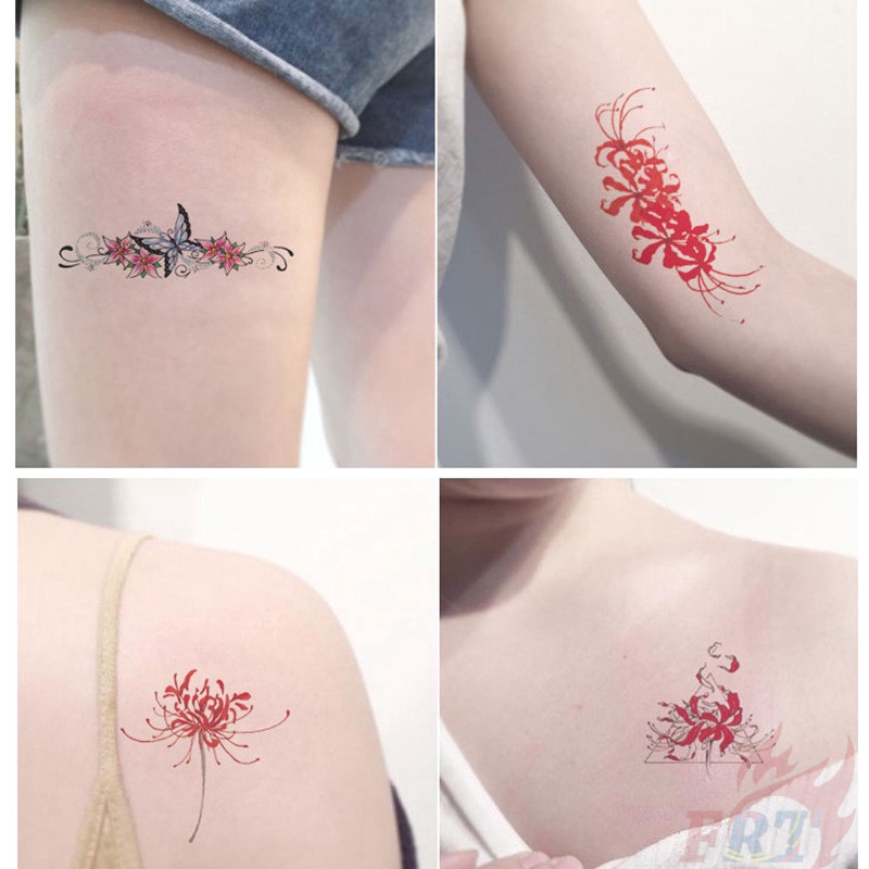 Red Spider Lily Flower Temporary Tattoo Stickers 30sheets Set Waterproof Tattoos For Sexy Arm Clavicle Body Art Hand Foot Shopee Philippines