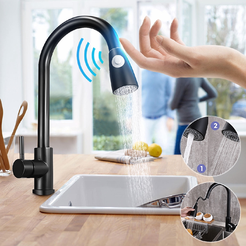 Black Pull Out Kitchen Faucet Stainless Steel Touch ...