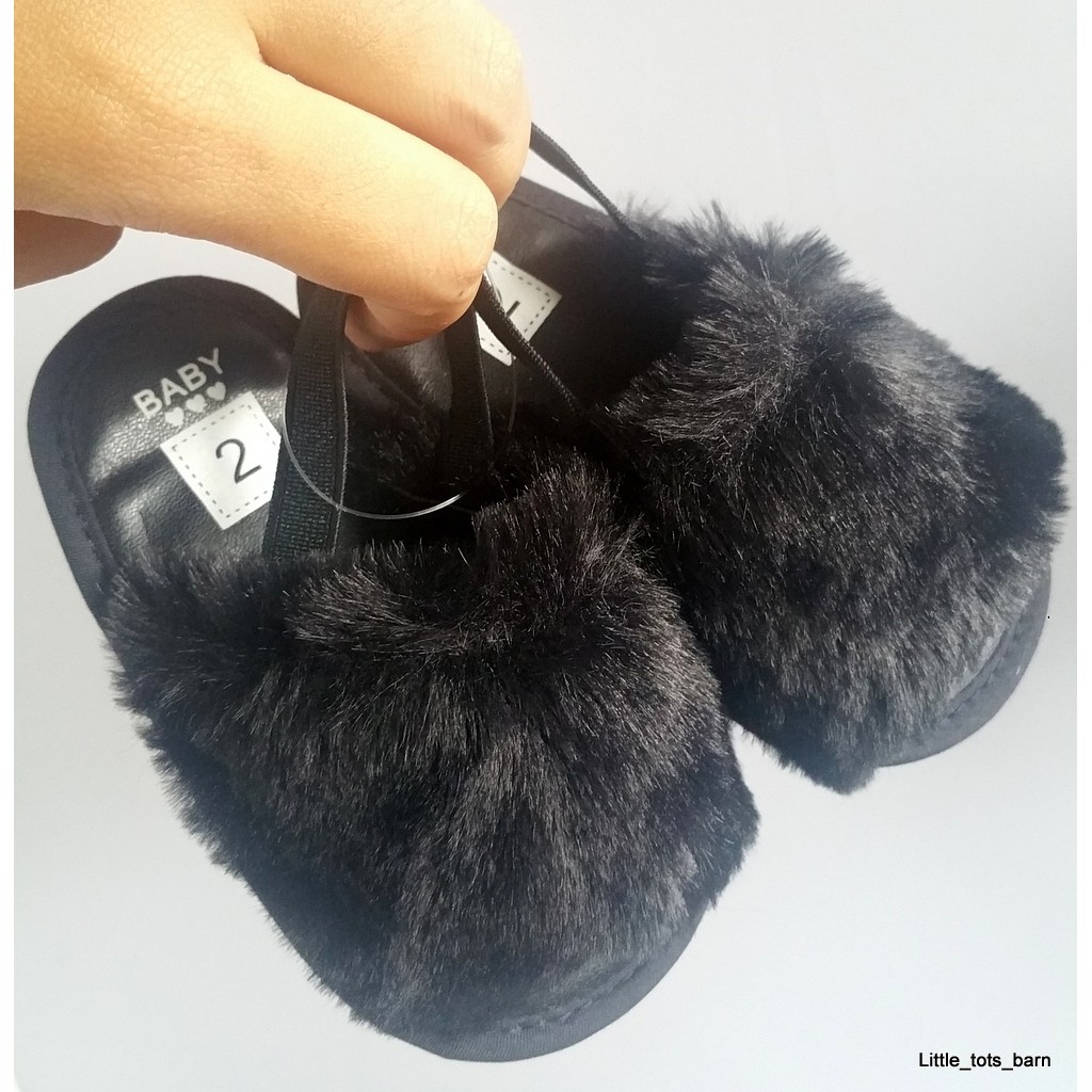 infant fur sandals