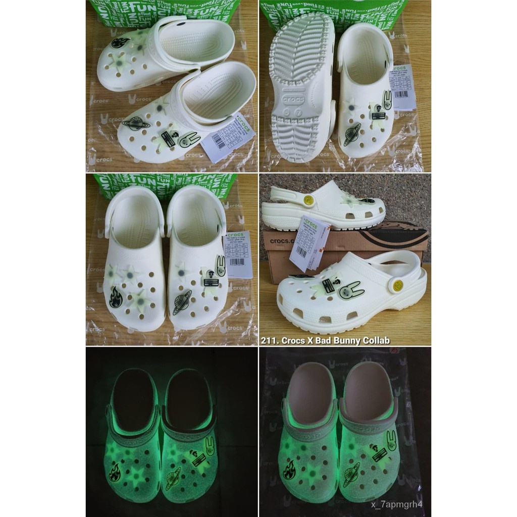 Crocs Bad Bunny Glow in the dark with 8 jibbits Shopee Philippines