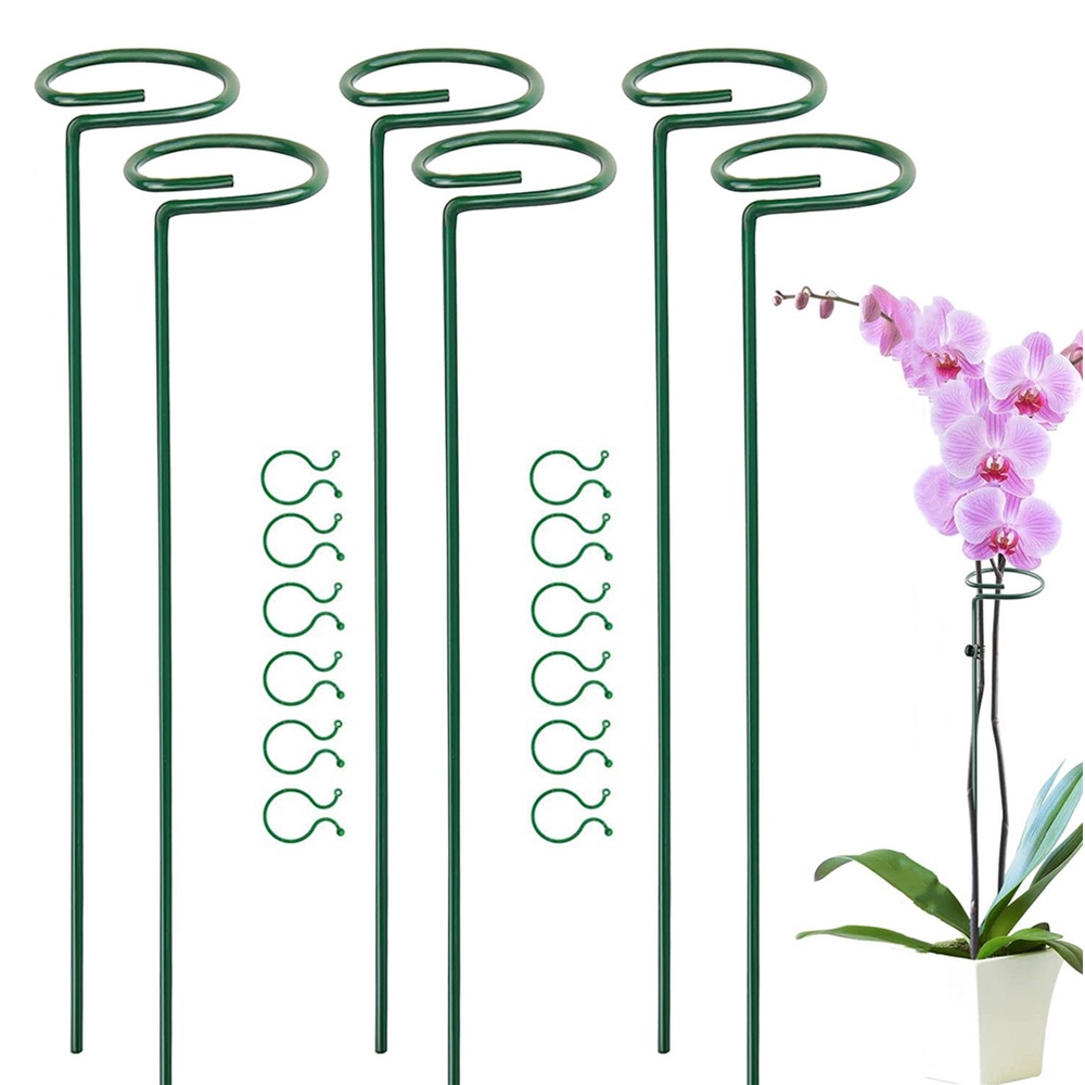 6 Pack Plant Stakes for Flowers, Metal Single Stem Plant Support ...