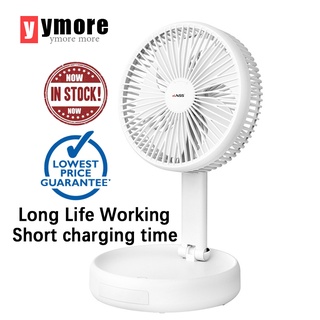 Ymore Desk Electric Fan Small Folding Fan With USB Charging Retractable 3-Speed Portable Mini Fan