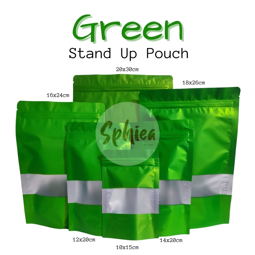 Green Stand Up Pouch with Window and Ziplock/ Resealable pouch Shopee