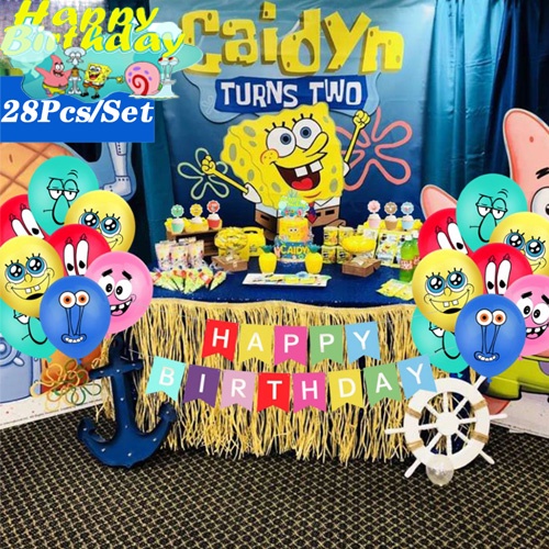 【COD】28Pcs/Set Birthday Party Kids Decor SpongeBob Latex Balloons ...